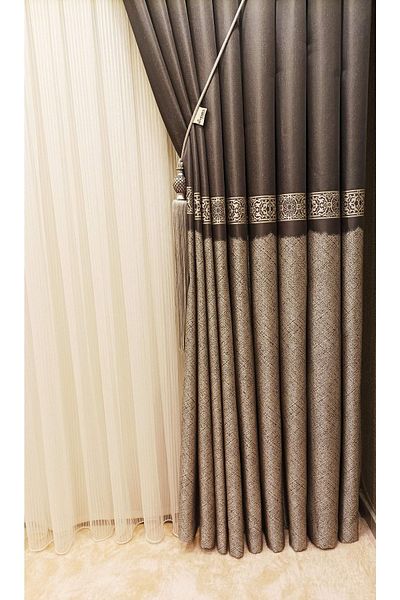 NİVEMESHOME Payam Dark Gray 1/3 Close Pleat Background Curtain Apm