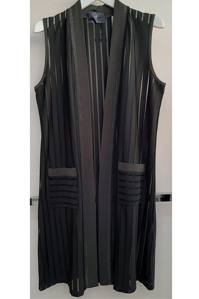 N.Y.YILDIZ STAR Large Size 100 cm Windowed Burning - Stone Detailed Shawl Collar Vest