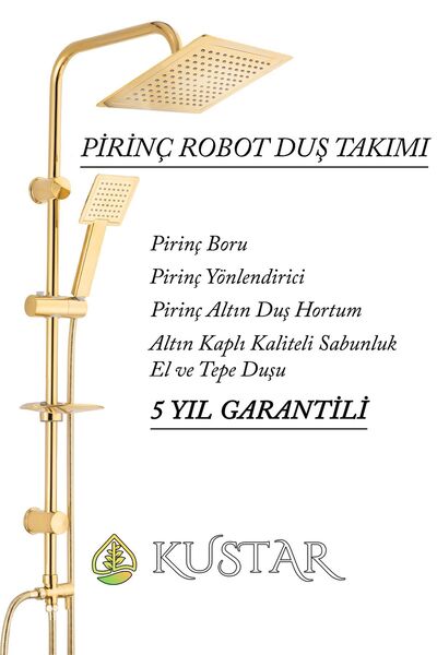 KUSTAR Dubai Altın Banyo Robot Duş Seti Yağmurlama Tepeleme Duş Sistemleri 5 ...