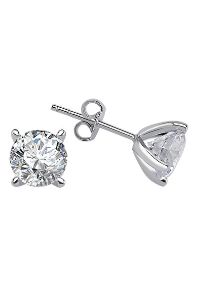 Sirius Pırlanta Beyaz Topaz Taşlı Büyük Tektaş Küpe 0602E0021