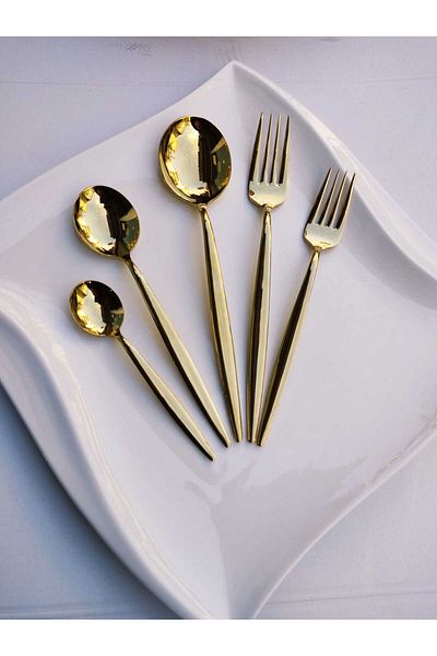 Demir Çeyiz DEMİR ÇEYIZ Dmr Life - 6 Pieces Venezia Gold Tablespoon