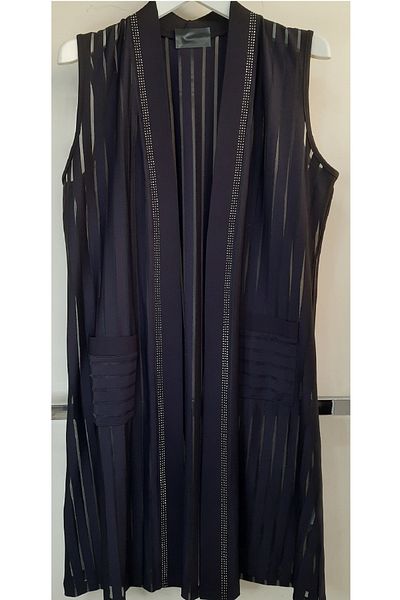 N.Y.YILDIZ STAR Large Size 100 cm Windowed Burning - Stone Detailed Shawl Collar Vest