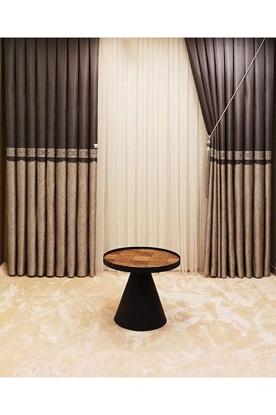 NİVEMESHOME Payam Dark Gray 1/3 Close Pleat Background Curtain Apm