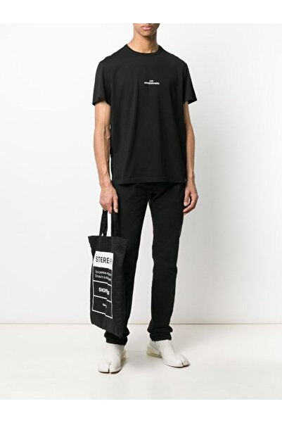 BrandsBoutique Maison M.- Black Cotton Oversize T-Shirt - Distorted Logo