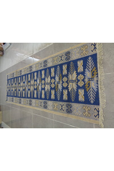 ŞAHMERDANOĞLU Şahmerdanoğlu 93x287 Cm Mavi Yıkanabilir Yolluk Kilim, Koridora...