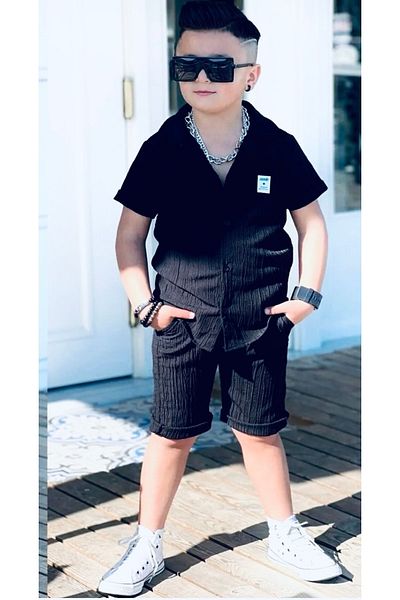 Calisa Cămașă de muselină de vară pentru băiat, pantaloni scurți, costum de sărbătoare