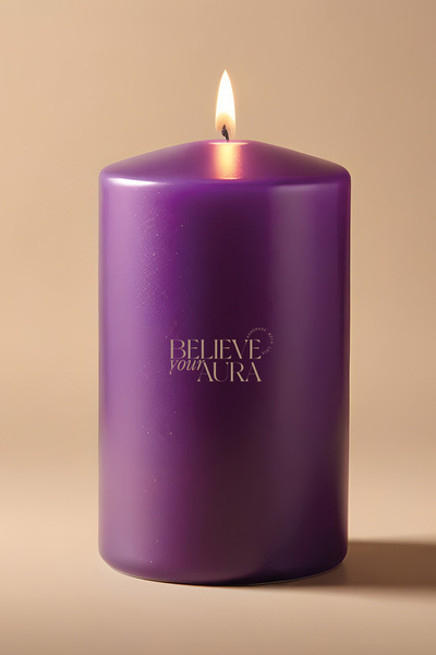 Believe Your Aura Lavanta Kokulu Silindir Mum - %100 Doğal Soya Mumu Mor Deko...