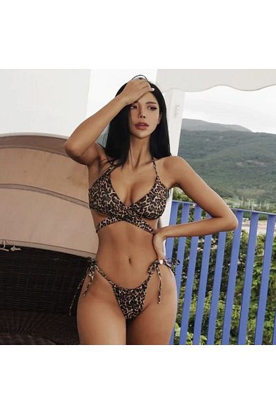 ZEKAS FASHION Leopard Patterned Comfortable Bikini Set
