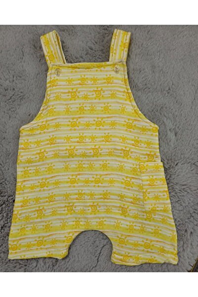 Butik Yellow Sun Patterned - Oversize Baby and Kids Muslin Jumpsuit with Straps and Buttons