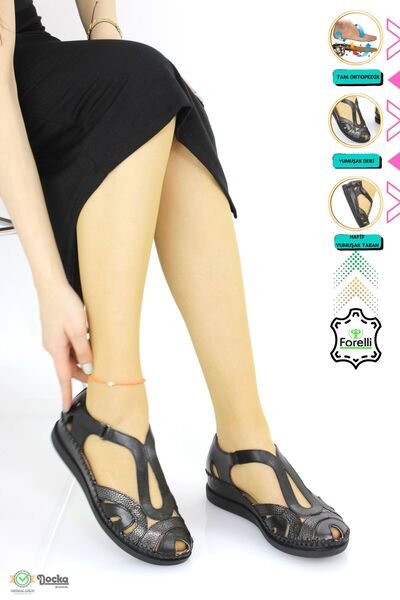 Forelli Kadın Hakiki Deri Ortopedik Önü Kapalı Günlük Sandalet F24/SN22521Y