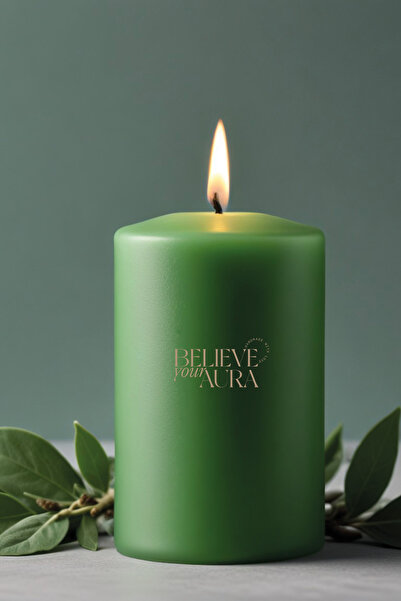 Believe Your Aura Sandal Ağacı Kokulu Silindir Mum - %100 Doğal Soya Mumu Yeş...