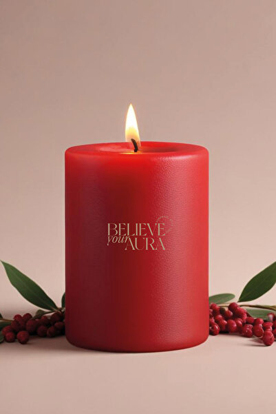 Believe Your Aura Sandal Ağacı Kokulu Silindir Mum - %100 Doğal Soya Mumu Kır...