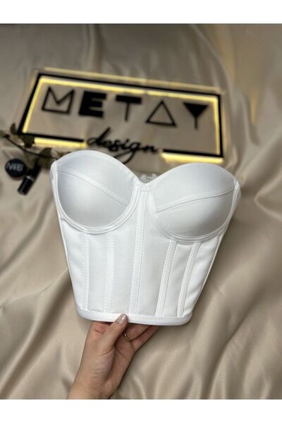 Metay Design Beyaz Korse Büstiyer Saten Model-XL