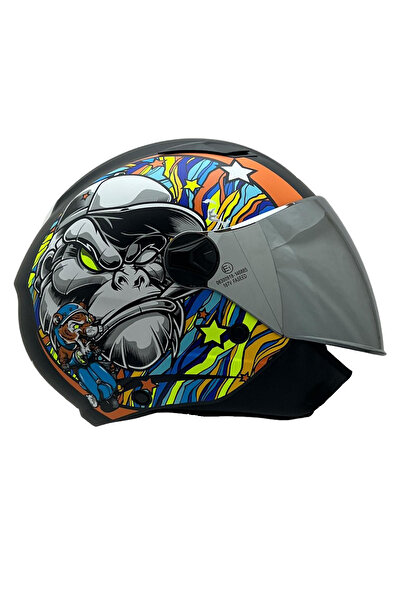 Sway 765 KONG SİYAH MAVİ SARI  KASK ( GÜNEŞ VİZÖRLÜ )