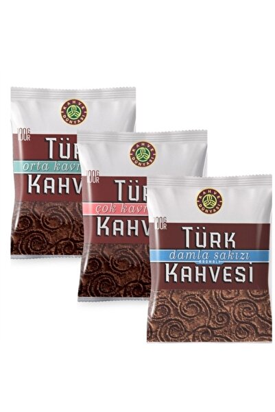 Kahve Dünyası 100 Gr Damla Sakızlı 100gr Orta Kavrulmuş 100gr Çok Kavrulmuş T...