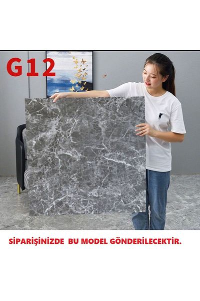 Doori Adhesive Gray Marble Pattern Thick PVC Floor Covering Slab 60*60 Cm (4 PCS) 1,44m2