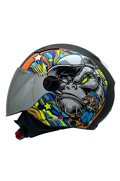 Sway 765 KONG SİYAH MAVİ SARI  KASK ( GÜNEŞ VİZÖRLÜ )