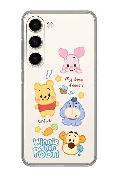 SUPER FRAME Samsung Galaxy S23 Uyumlu Winnie The Pooh Tasarımlı Şeffaf Telefo...