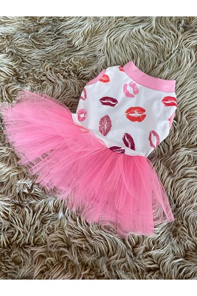 Barneystore Combed Cotton Tutu Dress - Cat Dog Lip Pattern