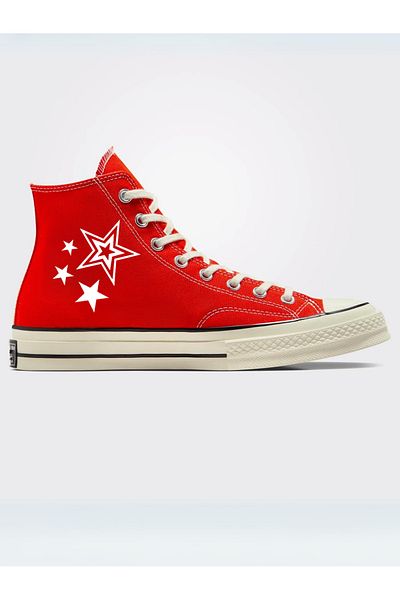 Touz Moda Red Unisex Canvas Shoes - Star Printed