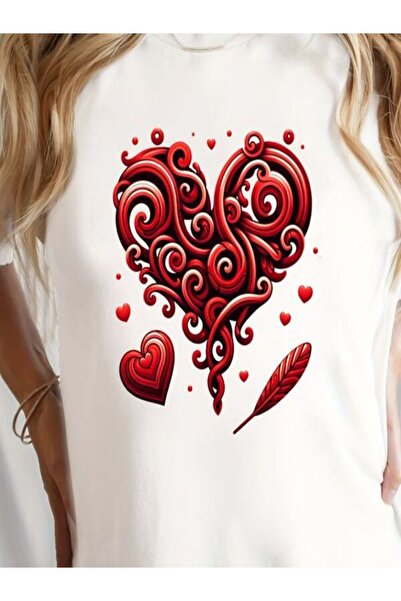 CLASSY.MODA قميص تيشرت سوبريم للنساء - أبيض مطبوع قصة فضفاضة برقبة دائرية وأك...