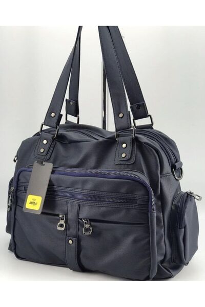 MEGA ÇANTA Geantă de mână și crossbody de mărime mare bleumarin pentru femei