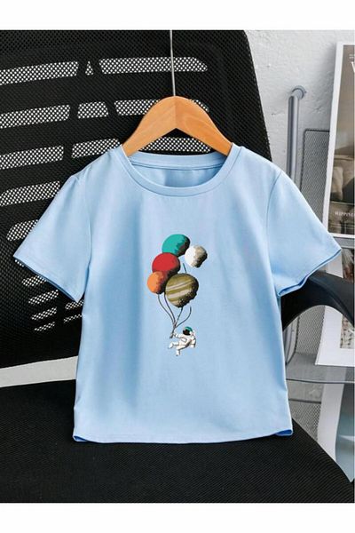 Evomind 1 tricou este un cadou pentru achiziții de 5 și mai sus în coș - Tricou pentru copii unisex cu balon astronaut imprimat