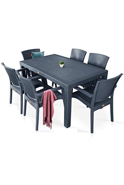 nar sokağı Zeugma 90x150 Cm Camsız Rattan Bahçe Balkon Masa Takımı