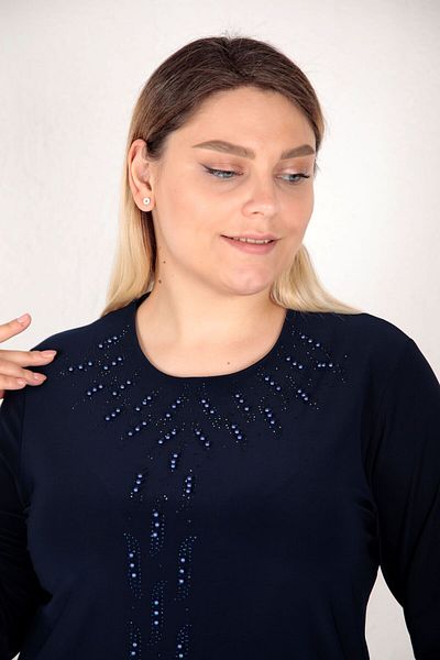AfifeCOLLECTİON Stylish Mother's Blouse with Sparkling Stone Detail - Wedding Evening Dress