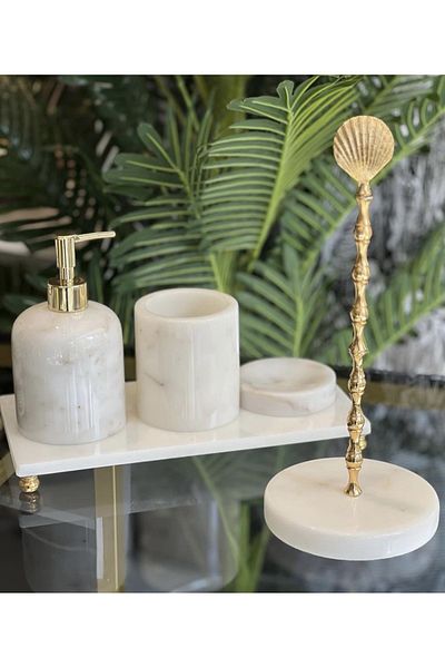 ege gross Set of 4 Bathroom and Paper Towel Holders 100% Natural Marble