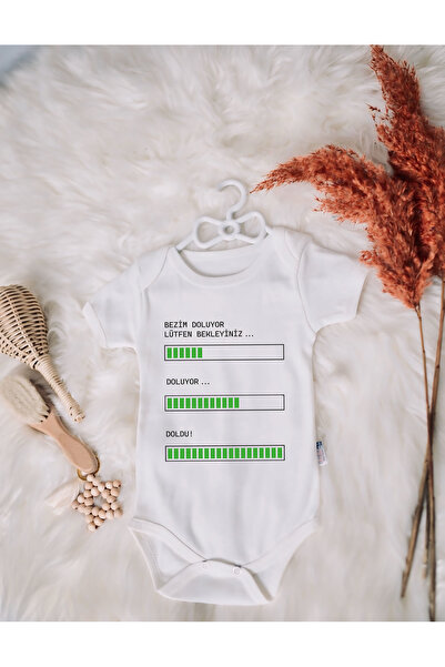 ORGANİK %100 PAMUKLU BEZİM DOLUYOR BASKILI Bebek Body Çıtçıtlı Badi