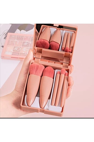MAQYA Cosmetics Taşınabilir Aynalı 5'li Makyaj Fırça Seti Profesyonel Allık Dudak Kaş Kapatıcı / Makeup Brush