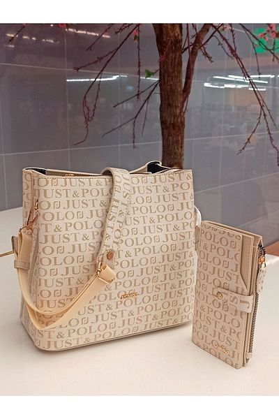 Just Polo Std Women's - Cream Bag and Wallet Combination, Classic Design