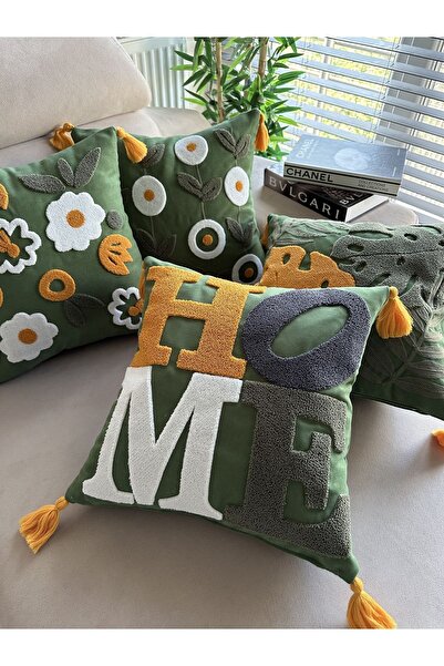 en gözde home غطاء وسادة رمي مطرز 4 قطع