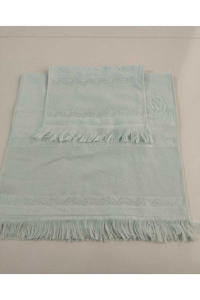 HMZ Πετσέτα με κρόσσια FiestA Mother Daughter Etamın Embroidered - Μικρό και Μεγάλο Μέγεθος (50x90,30x50) Κεντημένη Πετσέτα