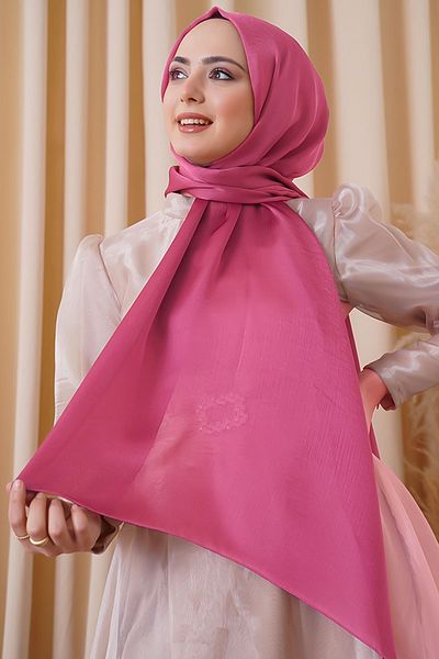 Octopus Rochie de seara Janjan Satin stralucitor Texturat Hijab Rochie de seara Sifon Candy Pink Sal