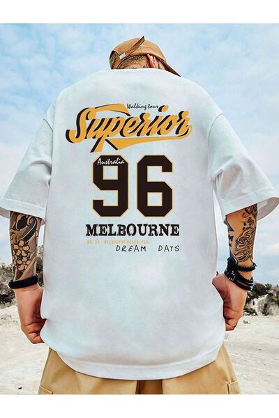 coolart Superior 96 T-Shirt - Λευκό με στάμπα, Oversize Καλοκαιρινό κοντομάνι...