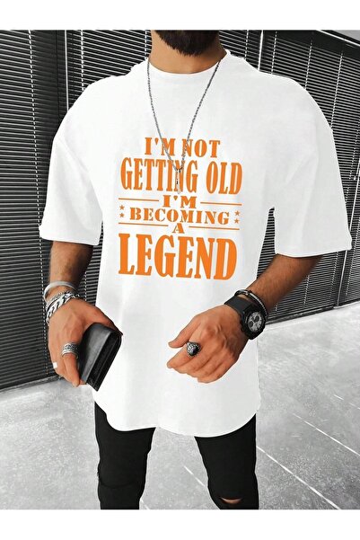 coolart Tricou Becoming Legend - Tricou supradimensionat cu imprimeu alb, de ...