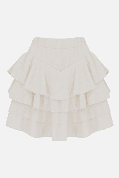 coolart Fusta sport Mykonos - Material alb plisat, rezistent la șifonare, pen...