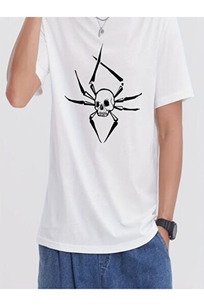 CLASSY.MODA تي شيرت نسائي من جيرسي واحد - تي شيرت أبيض مطبوع كبير الحجم بياقة...