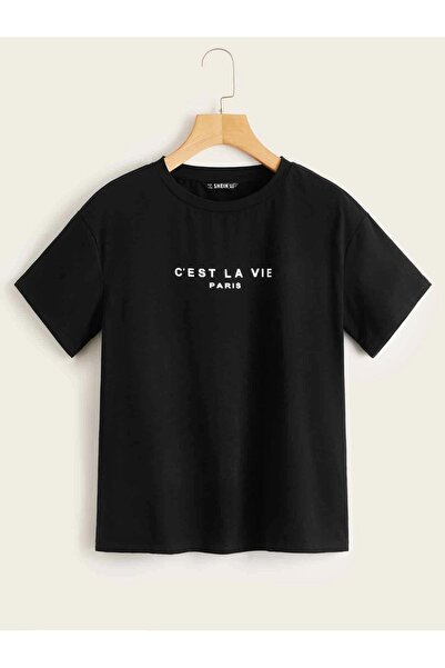 coolart Tricou Cest La Vie Paris - Tricou oversize cu imprimeu negru, de vară...