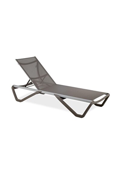Papatya Wave Plastik Ayaklı Alüminyum Şezlong - Küllü Kahve & Küllü Kahve