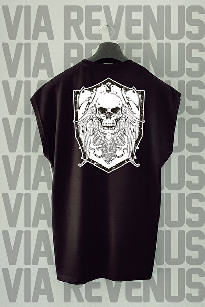 Vordevia Crna sportska majica - leđa sa lubanjom Štampano , bez rukava