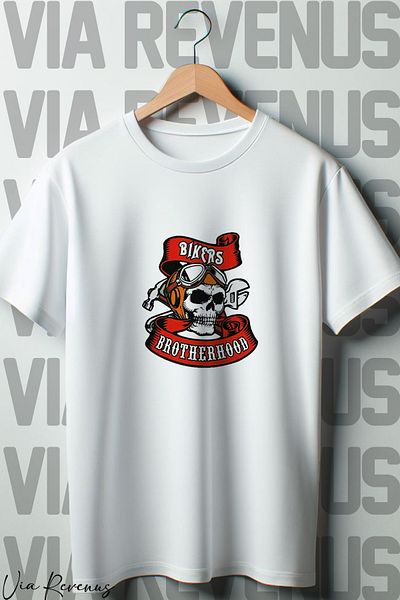 Vordevia Biker Brotherhood Printed - Λευκό μπλουζάκι Oversize