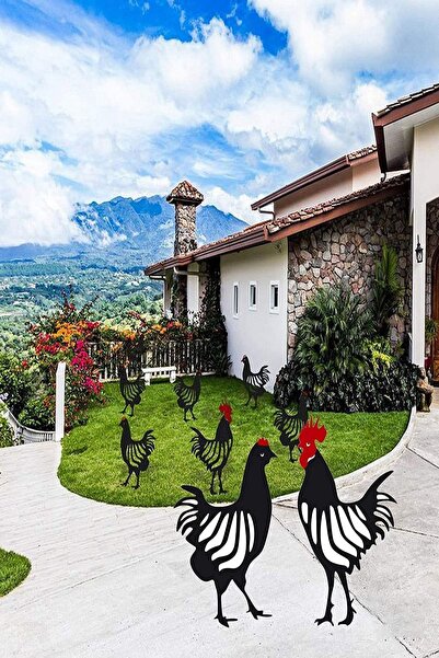 Hobi Demir Sanat Metal Horoz Ve Tavuk Bahçe Süsü, Bahçe Dekoru