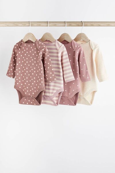 Next Baby Cotton Lilac Purple 4 Piece Bodysuit Set