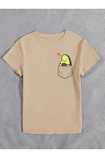 coolart Тениска Pocket Avocado - бежова Тениска с къс ръкав, с принт, с широк...