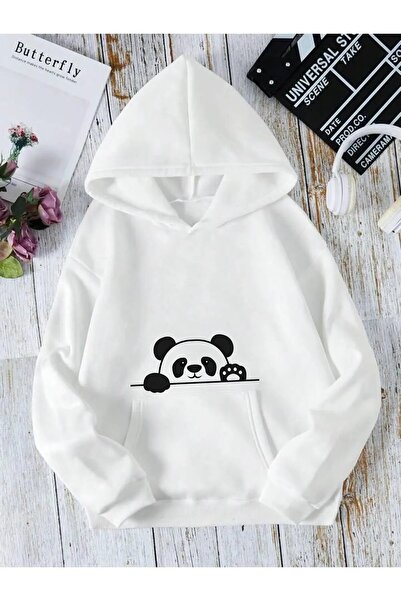 coolart Hanorac unisex cu glugă, supradimensionat, cu imprimeu Panda Hide and...
