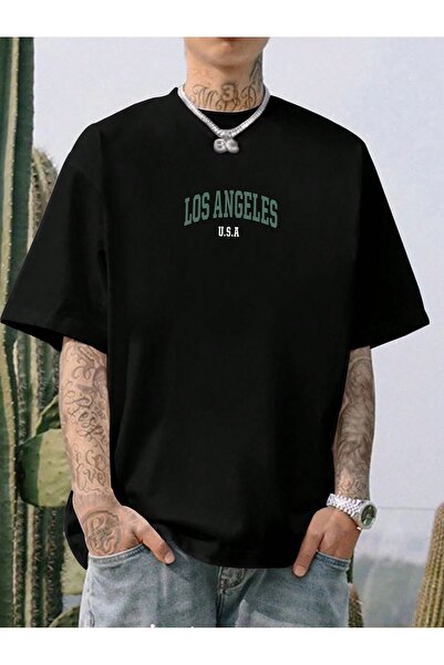 coolart Los Anđeles SAD majica - crna Štampano Oversize kroj letnja kratki ru...