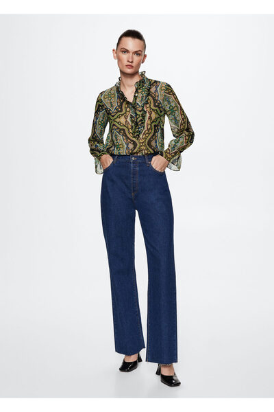MANGO Woman Grüne Damenbluse - 37067765